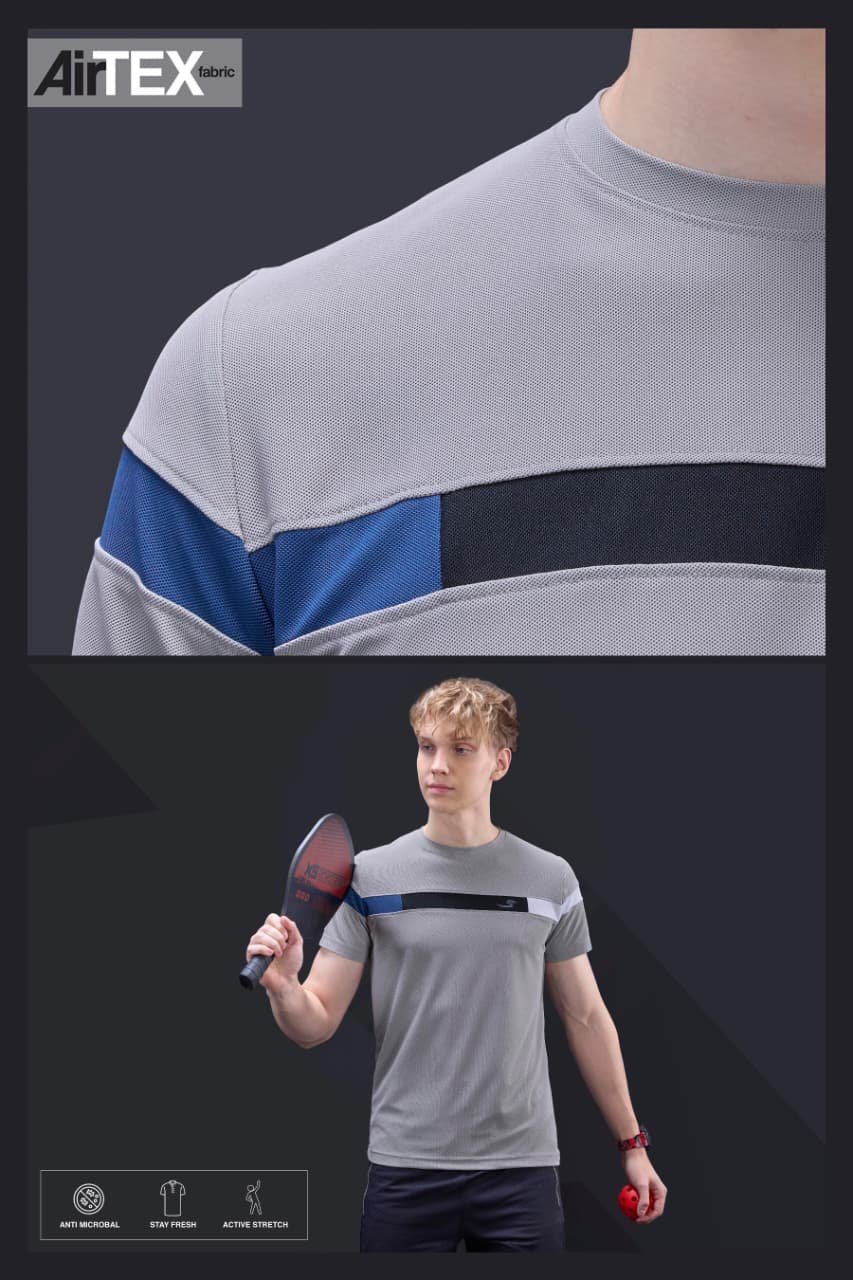 Men Round Neck T-Shirt - Grey | L | SBT53